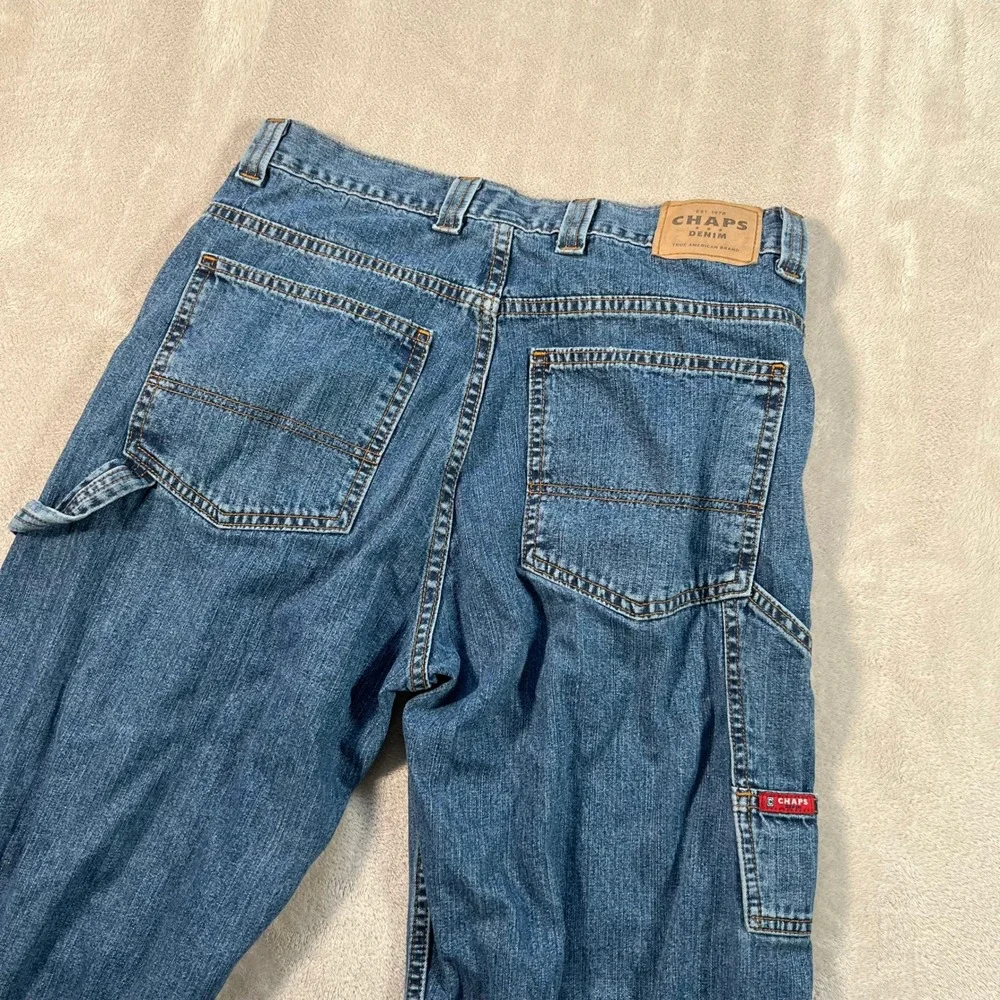 Chaps Denim Carpenter Jeans Mens Size 32x34 Blue Hammer Loop Straight Leg Cotton